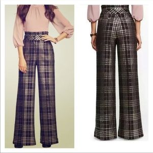 NWT Black and Silver Plaid Pallazo Pants